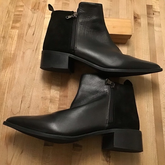 Fabianelli Made in Italy black leather pointy toe side zip block heel boots. S 8 - Picture 9 of 11